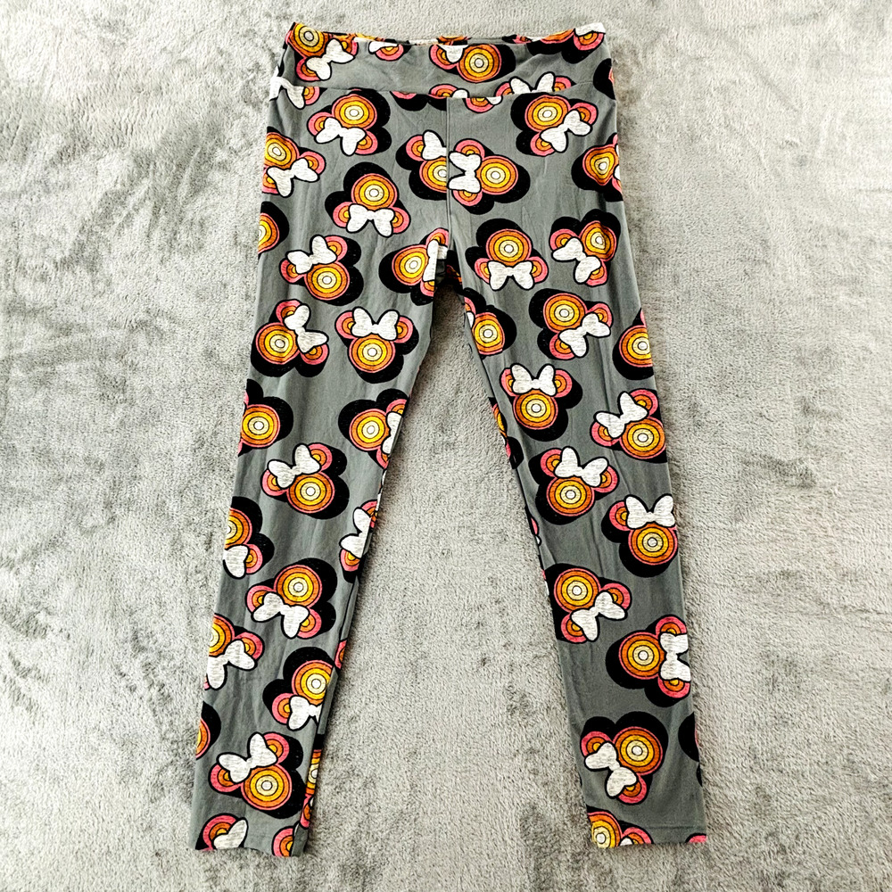 Lularoe Disney Minnie‎ Mouse Ears Leggings Allover Print Gray Tall & Curvy